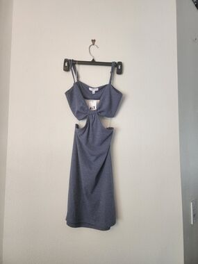 Better Be Dusty Blue Cutout Mini Dress